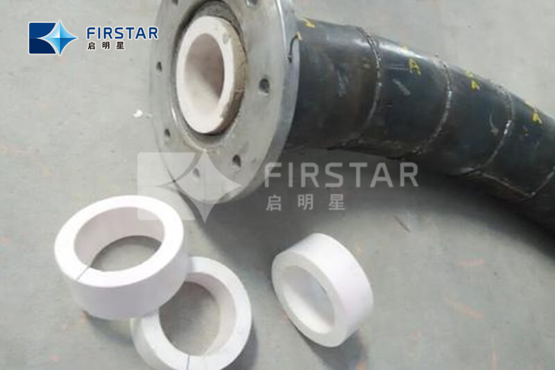 Ceramic sleeve lined pipe fittings applied in mining industry